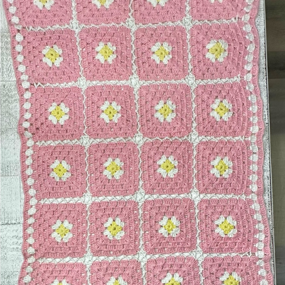 Charming Pink and White Crochet baby Blanket